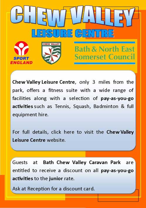 Guests at Chew Valley Caravan Park received a discount on pay-as-you-go activites at Chew Valley Leisure Centre