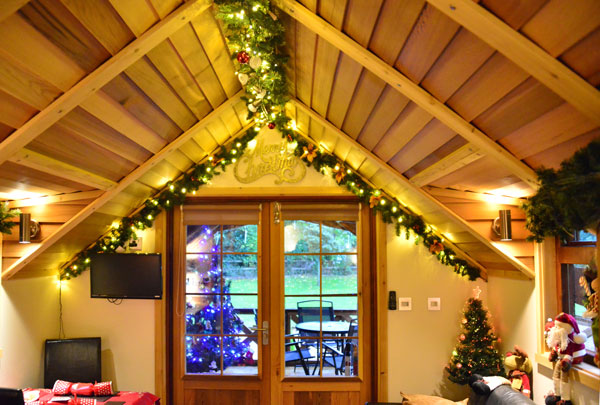Inside Fairswood lodge at Christmas